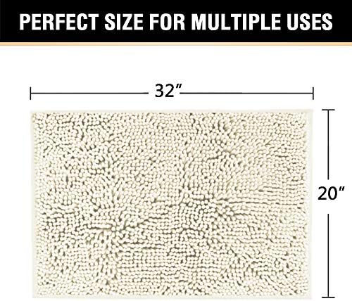 H.VERSAILTEX Cream Bath Mat Soft Shaggy Bathroom Rugs Rugs Luxury Microfiber Washable Bath Rug for Floor Bathroom Bedroom Living Room, 20 x 32 inches