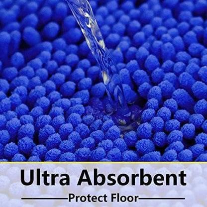 Bathroom Rugs Chenille 3-Piece Extra Soft and Absorbent Shag Bathroom Rugs, Machine Wash Mat, Strong PVC Non-Slip Underside, Plush Carpet Mats (Royal Blue)