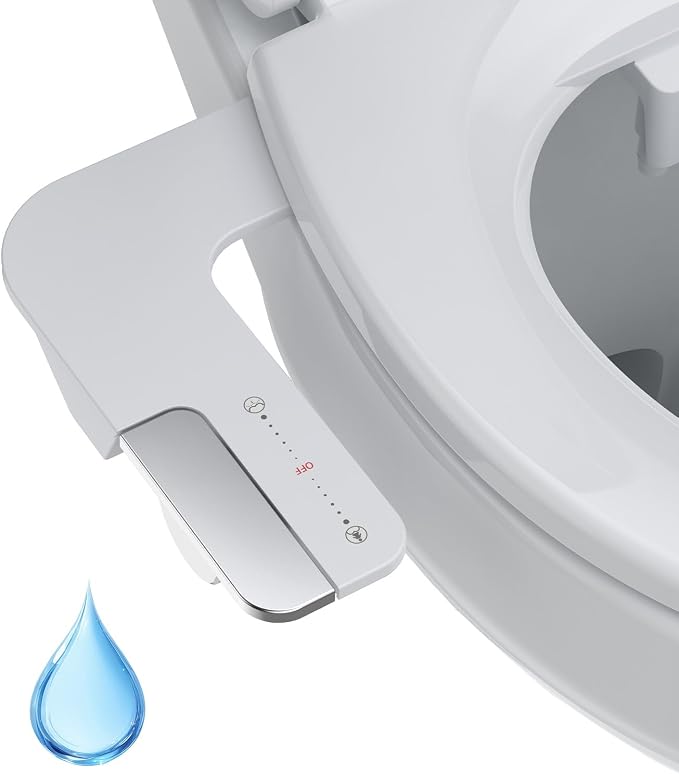 Bidet Attachment for Toilet, Non-Electric Dual Nozzle Bidet Sprayer with Adjustable Water Pressure, Cold Water Toilet Seat Attachment for Feminine and Personal Hygiene