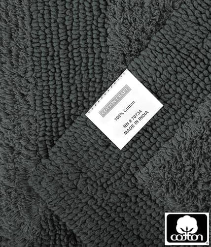 COTTON CRAFT Bath Rugs - 2 Pack Large 20x30 Soft Plush Bath Mats - Charcoal