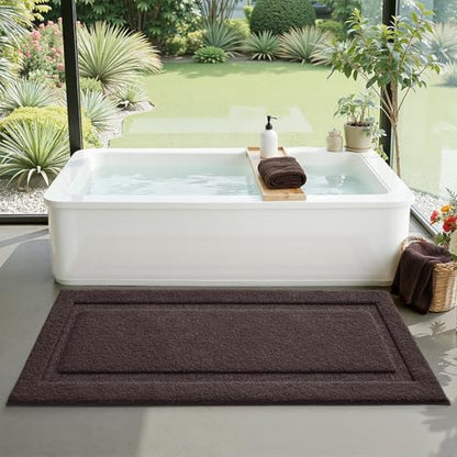 LUMI Ultra Soft Bathroom Runner Rugs, Non Slip Bath Mat 24x60, Brown