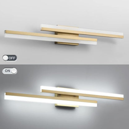 PRESDE 32 Inch LED Vanity Light Brushed Gold Bathroom Light Fixtures Over Mirror Modern Bath Wall Lighting Bar Dimmable