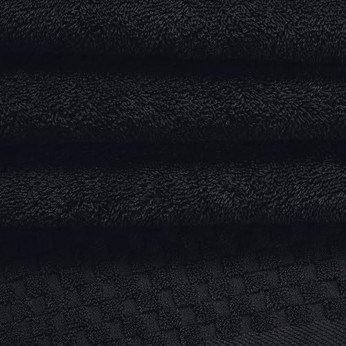 MyOwn Ultra Soft 3 Pack Cotton Towel Set, Contains a Bath Towels 28x55 inch, a Hand Towels 16x24 inch & a Wash Coths 12x12 inch, Ideal Everyday use, Compact & Lightweight - Black
