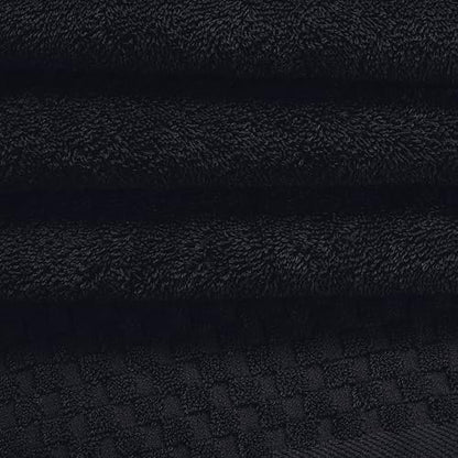 MyOwn Ultra Soft 3 Pack Cotton Towel Set, Contains a Bath Towels 28x55 inch, a Hand Towels 16x24 inch & a Wash Coths 12x12 inch, Ideal Everyday use, Compact & Lightweight - Black