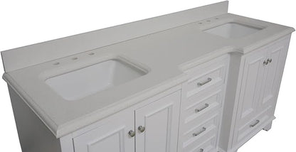 Kitchen Bath Collection Nantucket 72-inch Double Bathroom Vanity (Quartz/White): Includes White Cabinet with Stunning Quartz Countertop and White Ceramic Sinks