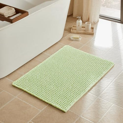 Triohero Waffle Bath Mat, Boho Bathroom Rugs Non Slip Washable, Ultra Soft Super Absorbent Quick Dry Farmhouse Bathroom Decor, 24" x 36", Pale Green