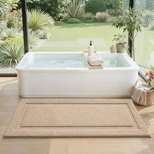 LUMI Ultra Soft Bathroom Runner Rugs, Non Slip Bath Mat 24x60, Beige