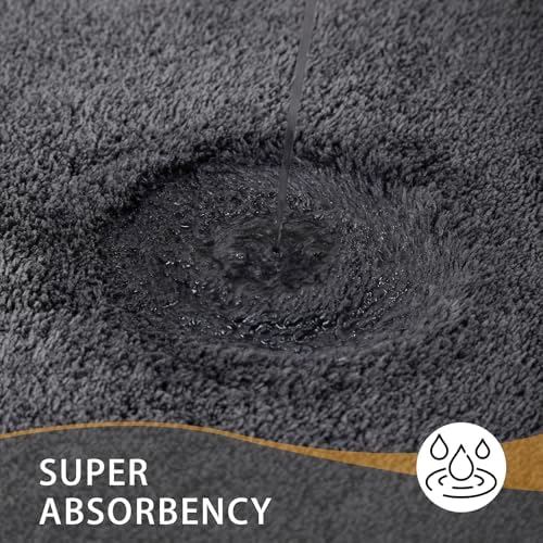 MINIDEAR Bathroom Rugs 47x20 Volcanic Gray - Thick Memory Foam Bath Mat, Ultra Soft & Plush Fluffy, Non-Slip, Quick Dry, Absorbent Washable Floor Microfiber Mat for Tub, Home Decor Accessories