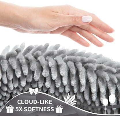 Yimobra Long Bathroom Rugs Runner 55x24 Inch, Extra Thick Soft Absorbent Chenille Bath Mat, Non Slip Machine Washable, Quick Dry Bath Rugs for Bathroom Floor, Tub and Shower, Light Grey