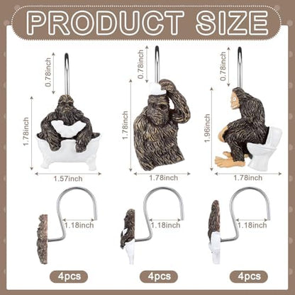 Roowest 12 Pcs Bigfoot Shower Curtain Hooks Stainless Steel Bathroom Decor