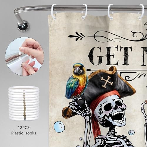 Skull Skeleton Gothic Spooky Pirate Cool Bathroom Shower Curtain Set