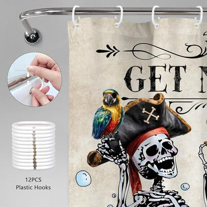 Skull Skeleton Gothic Spooky Pirate Cool Bathroom Shower Curtain Set