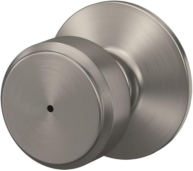 Schlage F40 BWE 619 Bowery Door Knob, Bed & Bath Privacy Lock, Satin Nickel