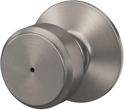 Schlage F40 BWE 619 Bowery Door Knob, Bed & Bath Privacy Lock, Satin Nickel