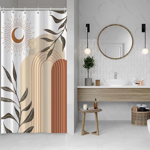 Boho Moon Shower Curtain with Hooks for Bathroom 54x72 Inch