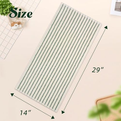 Jacquotha Green Striped Hand Towels for Kitchen, Vintage Bathroom Decor