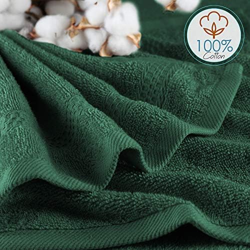 Hearth & Harbor Bath Towels for Bathroom - 100% Ring Spun Cotton Luxury - Ultra Soft & Highly Absorbent, Bath Towels Set of 10 - Hunter Green (Pack of 6)