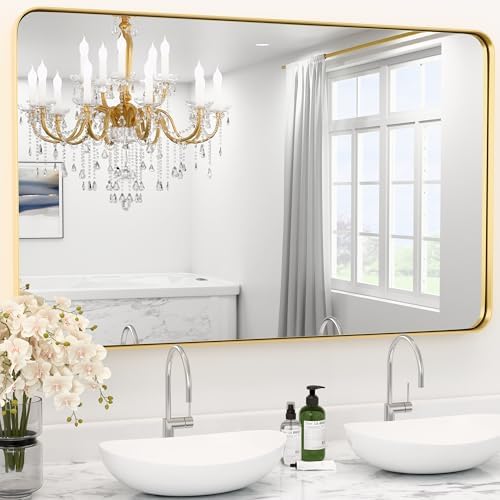 20"X40" Gold Bathroom Mirrors for Over Sink,Aluminum Frame