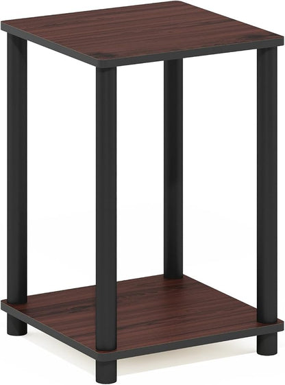 Furinno Turn-N-Tube Night Stand, 2-Tier Open Shelf Design Nightstand, Toolless Square Bedside Table, End Table, Side Table, for Bedroom, Closet, Dorm, Dark Cherry
