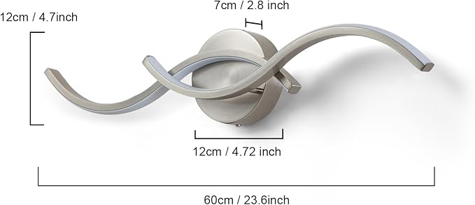 EDISLIVE Modern Wave LED Vanity Light Dimmable Modern LED Vanity Light Fixtures 15W Linear Wall Sconce with Acrylic Strip Shade 3000K, 24 in for Bathroom Bedroom Makeup,Nickel