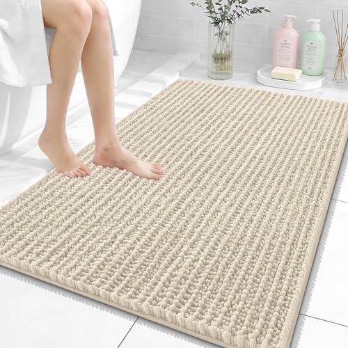 OLANLY Large Bathroom Rugs 40x32, Thick Soft Absorbent Chenille Bath Rugs