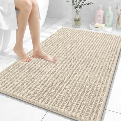 OLANLY Large Bathroom Rugs 40x32, Thick Soft Absorbent Chenille Bath Rugs