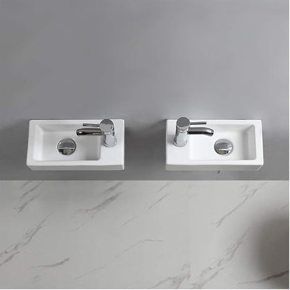 Wall Hung Basin Sink Small Cloakroom Basin Rectangle Ceramic Wash Basin Right Hand (Left Hand)