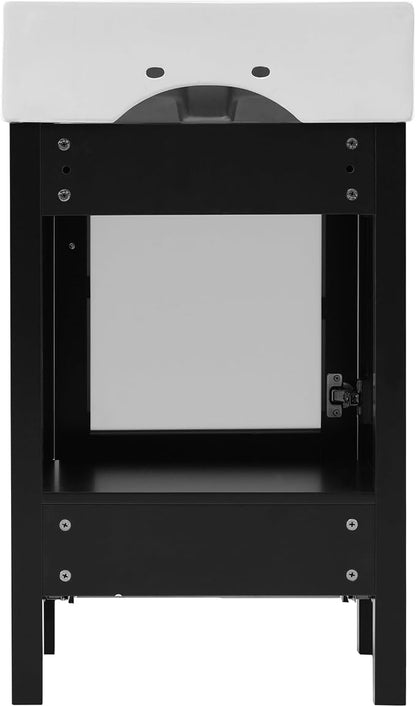 Merax 20 Inch Bathroom Vanity with Ceramic Sink and Ample Storage,Ideal for Small Bathrooms,Black