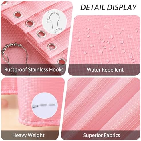 Bathroom Accessory Set - 25PC Bathroom Sets with Shower Curtain and Rugs, Pink Bathroom Set, Bathroom Accessories Set, Shower Curtain Sets with Rugs, Bathroom Trash Can & Soap Dispenser