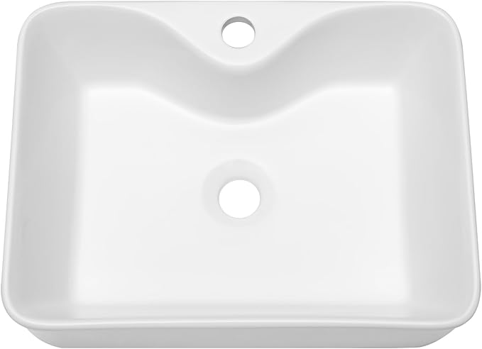 Lordear Bathroom Vessel Sink 16"x12" Rectangle Above Counter White Porcelain Ceramic Modern Vanity Sink Art Basin Sink for Bathroom
