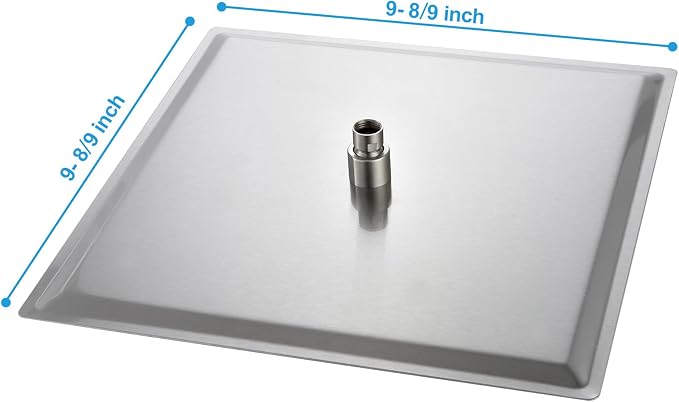 Lordear Rain Shower Heads High Pressure, Rainfall Showerhead for Bathroom Fixed Mount, 10 Inch Large Square High Flow Shower Head (Brushed Nickel)