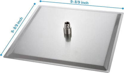 Lordear Rain Shower Heads High Pressure, Rainfall Showerhead for Bathroom Fixed Mount, 10 Inch Large Square High Flow Shower Head (Brushed Nickel)