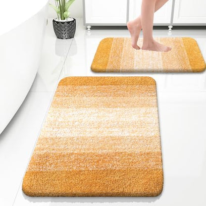 OLANLY Micorfiber Bathroom Rug Set 2 Piece, 30"x20"+24"x16"
