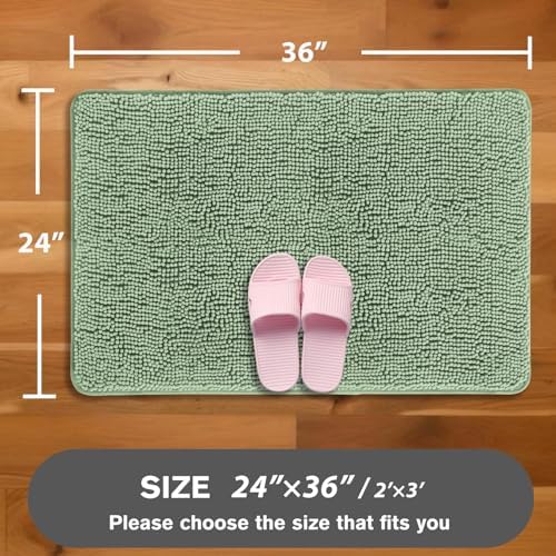 Sea Foam Bathroom Rugs – Absorbent and Washable Bath Mat, Non-Slip, Thick Soft Chenille Bath Rugs for Bathroom Floor, Shower, Sink - 24" x 36"