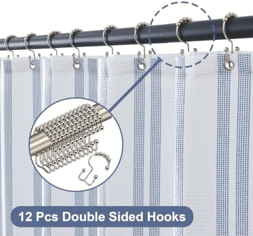 ORTIGIA 3 in 1 Waterproof Shower Curtain PEVA Liner Set 72x72 Inch,Blue