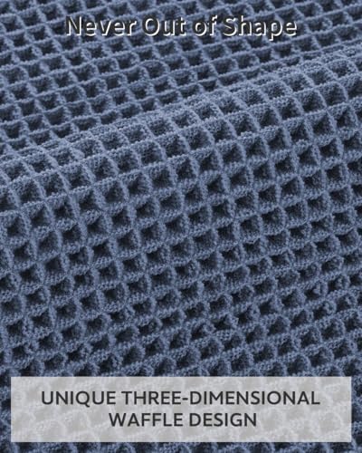 Waffle Bath Mat Rug, Super Absorbent Non Slip Bath Mats for Bathroom Mat Ultra Soft Bathmat Machine Washable Bathroom Rugs with Tassels, Bath Rugs for Bathroom Floor Beside Tub, 18" x 30", Blue