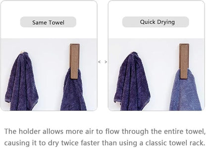 JINMURY Wood Towel Hooks -Set of 2 Self Adhesive Vintage Towel Holder Wooden Wall Mounted Towel Racks for Bathroom and Kitchen Home Decor- Quick Drying, Firmly Holds(Beech)