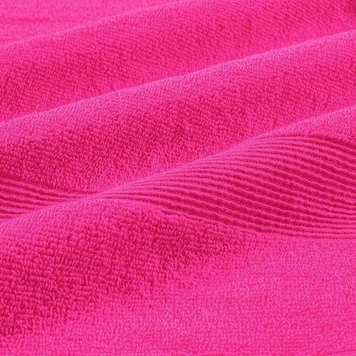 Belizzi Home 4 Pack Bath Towel Set 27x54, 100% Ring Spun Cotton, Ultra Soft Highly Absorbent Machine Washable Hotel Spa Quality Bath Towels for Bathroom, 4 Bath Towels - Hot Pink