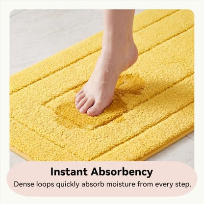 GRANNY SAYS Yellow Bathroom Rug 36" x 24", Non-Slip Microfiber Bath Mat