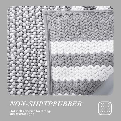 BSICPRO Bathroom Rugs, 17x24 Chenille Bath Mats, Light Grey