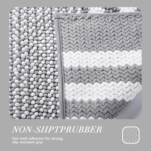BSICPRO Bathroom Rugs, 20x32 Chenille Bath Mats, Light Grey