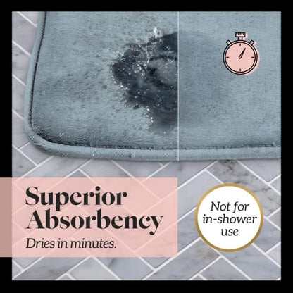 Memory Foam Bath Mat Non Slip Absorbent Super Cozy Velvet Bathroom Rug Carpet (72 inches X 24 inches, Smoke Blue)
