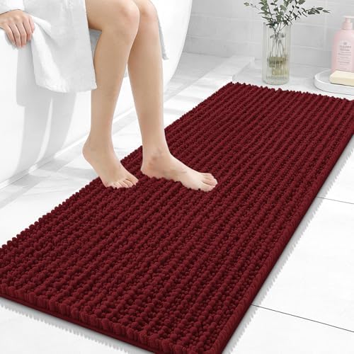 OLANLY Bathroom Runner Rugs 47x20, Thick Soft Absorbent Chenille Bath Rugs