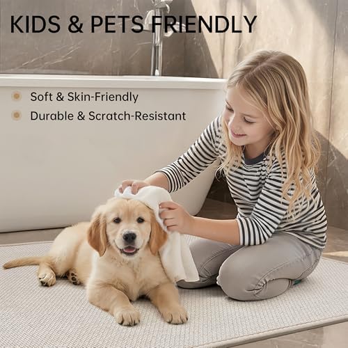 Mecko 20"x32" Bath Mat, Absorbent Quick Dry Bathroom Floor Mats Oatmeal