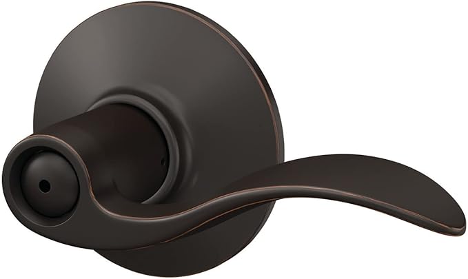 Schlage F40 V ACC 716 Accent Door Lever, Bed & Bath Privacy Lock, Aged Bronze