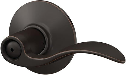 Schlage F40 V ACC 716 Accent Door Lever, Bed & Bath Privacy Lock, Aged Bronze