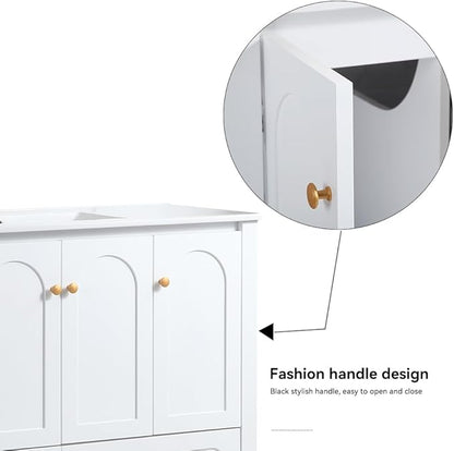 LZ LEISURE ZONE 48" Bathroom Vanity with Ceramic Sink Combo, Abundant Cabinet -4 Soft Close Doors and 2 Drawers, White
