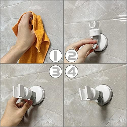 Adjustable Shower Head Holder, Bathroom Suction Cup Bracket for Handheld Shower, Removable Wall Mount (White-1)
