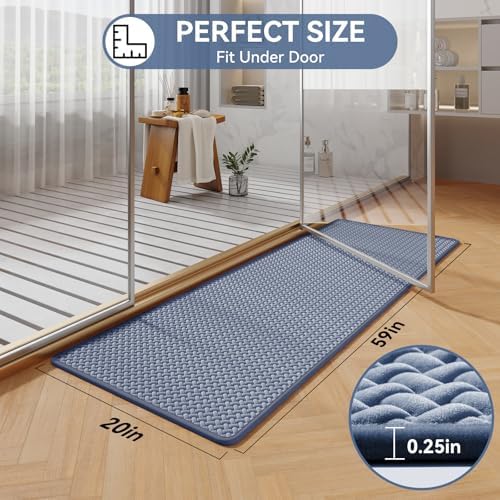 YDKGL Bathroom Runner Non Slip, Foam Weave Texture Bath Mat, Blue 20x59