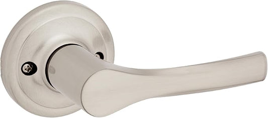 Kwikset Henley Dummy Door Handle, Single Sided Lever for Closets, French Double Doors, and Pantry, Satin Nickel Non-Turning Reversible Interior Push/Pull Lever, with Microban Protection